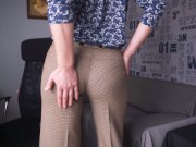 Preview 5 of Hot Secretary Teasing Visible Panty Line In Tight Work Trousers