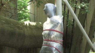 Two hot Zentai girls in different spandex colors playing with bondage ropes - Part 2