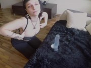 Preview 4 of goth girl horomi shows off her sucking skills on a dildo