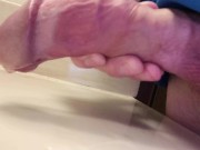 Preview 5 of HOT White Cock Rubbing On My Friends Bathroom Counter And CUMMING! MMMM