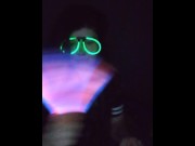 Preview 1 of Fucking my mouth and pussy with glow sticks