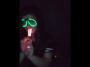 Preview 2 of Fucking my mouth and pussy with glow sticks
