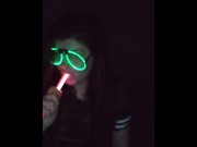Preview 3 of Fucking my mouth and pussy with glow sticks
