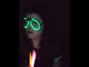 Preview 4 of Fucking my mouth and pussy with glow sticks