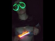 Preview 6 of Fucking my mouth and pussy with glow sticks