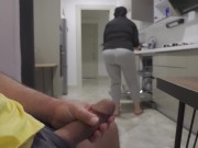 Preview 4 of Stepmom caught me jerking off while watching her big ass in the Kitchen.