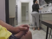Preview 6 of Stepmom caught me jerking off while watching her big ass in the Kitchen.