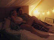Preview 2 of The movie is good, but the sex is much better! Mutual masturbation and sideways sex by a real couple