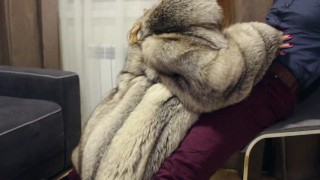 Teasing and romantic dance in fur coat!