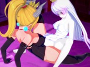 Preview 2 of Bowsette & Boosette Scissoring Each Other~Lesbian/Yuri Hentai NSFW Animation (English Voice Acting)