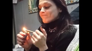 Horny CUM SLUT Even SMOKES with CUM on Her FACE 💋💨