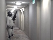 Preview 5 of horny wetsuited armed guard patrolling hotel hall