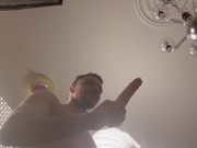 Preview 3 of my friend masturbates while I film a scene with a hot blonde and sucks a straight man during a break