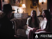Preview 1 of PURE TABOO Devout Priest Gives In To Sinful Nympho Lesbians Spencer Bradley & Mona Azar