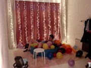 Preview 4 of Naughty Jennifer plays with balloons & pops them