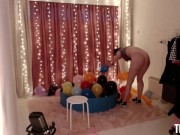 Preview 5 of Naughty Jennifer plays with balloons & pops them