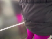 Preview 3 of Dick Flash! An unknown sporty girl from the hotel gives me a blowjob in the public elevator