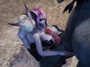 Preview 3 of Werewolf threesome with two Draenei Girls in a Cave | Warcraft Porn Parody