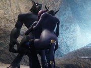 Preview 4 of Werewolf threesome with two Draenei Girls in a Cave | Warcraft Porn Parody