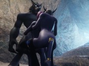 Preview 5 of Werewolf threesome with two Draenei Girls in a Cave | Warcraft Porn Parody