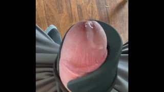 My vibrator being controlled by someone else while I work. PRECUM drips from my tortured COCK 🤤