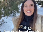 Preview 2 of A French girl sucks a big cock in the snow and swallows all the cum - Oral Creampie