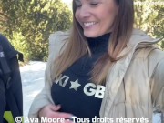 Preview 4 of A French girl sucks a big cock in the snow and swallows all the cum - Oral Creampie