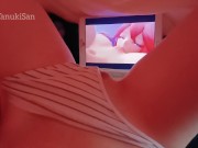 Preview 6 of POV Kawaii Asian girl touching herself watching lesbian porn hentai wet Pink Pussy family are home