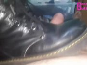 Preview 3 of Milking the slave day5 Quickly bootjob by Fetishwife with her dr martens boots pumping his balls cum