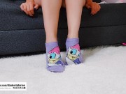 Preview 6 of I like my new socks, cute and cute girl my stockings brush my feet and you feel the ASMR. / Fetish