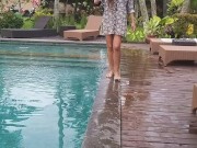 Preview 6 of NO PANTIES Pussy Flash at Hotel Public Pool