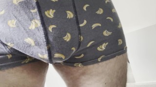 Pissing in banana boxers