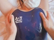 Preview 2 of [boobs ASMR] Lotion massage for a swimming member with huge breasts.