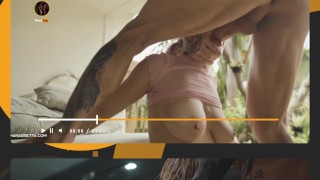 Blonde with Big Natural Tits Ride a Big Dick & got a Portion of Cum in Her Mouth