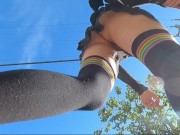 Preview 1 of Teaser - Upskirt longboard view of my bare pussy