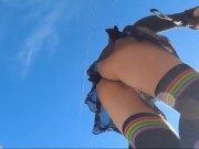 Preview 3 of Teaser - Upskirt longboard view of my bare pussy