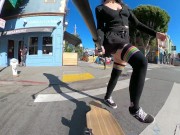Preview 5 of Teaser - Upskirt longboard view of my bare pussy