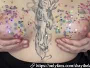 Preview 2 of Slow motion bouncing tits covered in glitter