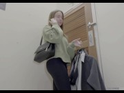 Preview 2 of Creamy Pussy Fucking Teen Almost Caught In Kohls Fitting Room