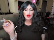 Preview 2 of crazy hot sugar baby lipstick smoking fetish crossdresser crossdressing virgin makeup