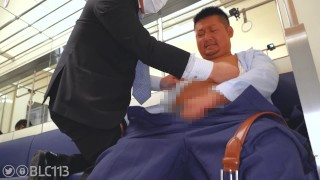 Japanese chubby man masturbates while moaning with human body Fleshlight