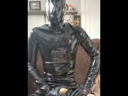 Preview 4 of Rubber Gimp Jerking Off In Full Rubber