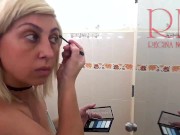 Preview 5 of Housewife does makeup in the bathroom. The stranger fucks the lady. Cam
