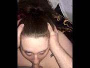 Preview 3 of POV face fucking blue eyed PAWG, cover my tongue with your  thick cum