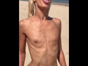 Preview 2 of Deepthroating cock on a public beach is the best way to spend a vacation for skinny hot blonde