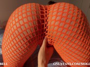 Preview 6 of Juicy Blondie in Orange Grid Hard Fucks after Masterful Blowjob and Gets Cum on Pussy