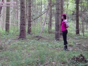 Preview 2 of Experiment: Rope walk in public forest; she's rewarded with an orgasm
