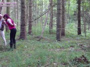 Preview 4 of Experiment: Rope walk in public forest; she's rewarded with an orgasm