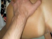 Preview 3 of Watch her slowly leak her lovers creampie all over her husband's dick close up.