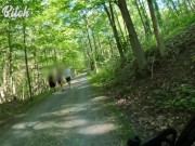 Preview 1 of ALMOST CAUGHT MASTURBATING ON PUBLIC BIKE TRAIL: Risky Solo Embarrassed Naked Female (ENF)
